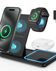 3 in 1 Wireless Charger, 18W Fast Charger Pad Stand Charging Station Dock for Iwatch Series SE 8/7/6/5/4/3 Airpods Pro/3/2 for Iphone 15/14/13/12 /11/Pro Max/12 Pro /XR (With QC3.0 Adapter)
