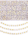 1820Pcs Letter Beads for Bracelets, 28 Styles Alphabet Beads Colorful Heart Beads for Bracelets and Jewelry Making (4X7Mm, White & Gold)