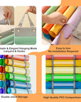 60 Compartments Vinyl Roll Holder with 14 Internal Mesh Pockets, 2 Hooks & 2 Straps - 66"X8.6" Vinyl Roll Storage - Vinyl Storage Organizer - Vinyl Organizer Storage Craft Rack