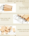 50 Pcs Wooden Keychain Blanks Laser Engraving Blanks Wood Blanks Key Chain Bulk Unfinished Wooden Key Ring Key Tag for DIY Gift Crafts