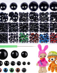 816 Pcs Safety Eyes for Crochet 6-30Mm Plastic Colorful Safety Eyes for Amigurumi with Washers Black Stuffed Animal Eyes for Craft Teddy Bear