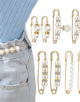 8 Pcs Pearl Brooch Pins,Safety Pins for Clothing Dress Pants Skirt Cardigan Collar,Faux Pearl Rhinestones Brooches for Women Girls Pants Extender Safety Pins