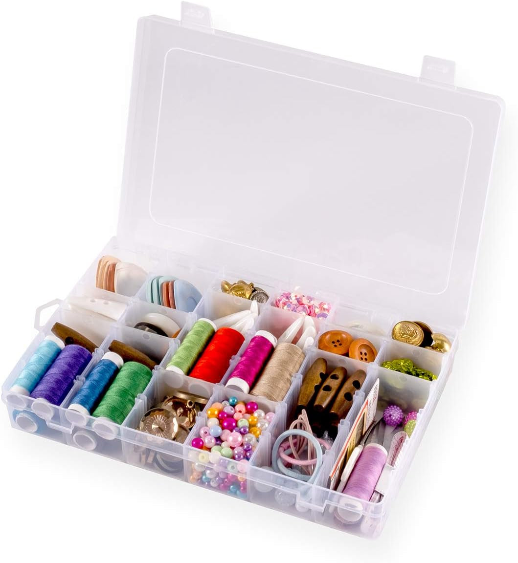 Plastic Organizer Container Box 36 Compartments Jewelry Storage Box with Adjustable Dividers (1 Pack)