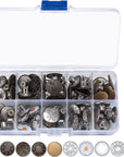 50 Pcs Jean Buttons Replacement No Sew, 17Mm Replacement Jeans Pants Buttons, Instant Adjustable Metal Snap Denim Buttons Replacement Kit for Pants Jeans Suspender Buttons, 10 Styles
