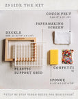 Waterproof Paper Making Screen Kit to Craft Your Own Handmade A5 Paper: Wood Deckle, Mesh Screen, Plastic Grid, Confetti, Sponge, 4 Couch Felts & Video Instructions…