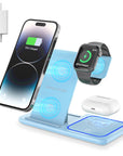 3 in 1 Wireless Charger, 18W Fast Charger Pad Stand Charging Station Dock for Iwatch Series SE 8/7/6/5/4/3 Airpods Pro/3/2 for Iphone 15/14/13/12 /11/Pro Max/12 Pro /XR (With QC3.0 Adapter)