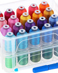 40 Brother Colors 500M Each Embroidery Machine Thread with Clear Plastic Storage Box for Embroidery Sewing Machine