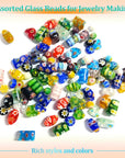 100 Pieces Assorted Glass Beads for Jewelry Making Adults, Large and Small Mixed Shaped Glass Beads Bulk for DIY Necklaces Bracelets, Crafting Supplies Kit