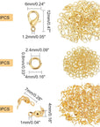 500Pcs Jewelry Making Accessory Set 200Pcs 4Mm 21 Guage Open Jump Ring 100Pcs 12X6Mm Lobster Claw Clasp 200Pcs 7Mm Bead Tips Knot Covers for Earring Bracelet Jewelry Making, Gold