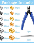 2440 Pcs Crimp Beads for Jewelry Making, 4 Colors Crimp Tube Beads with Crimping Pliers Tweezers Kit for DIY Earring Necklace Bracelet Making