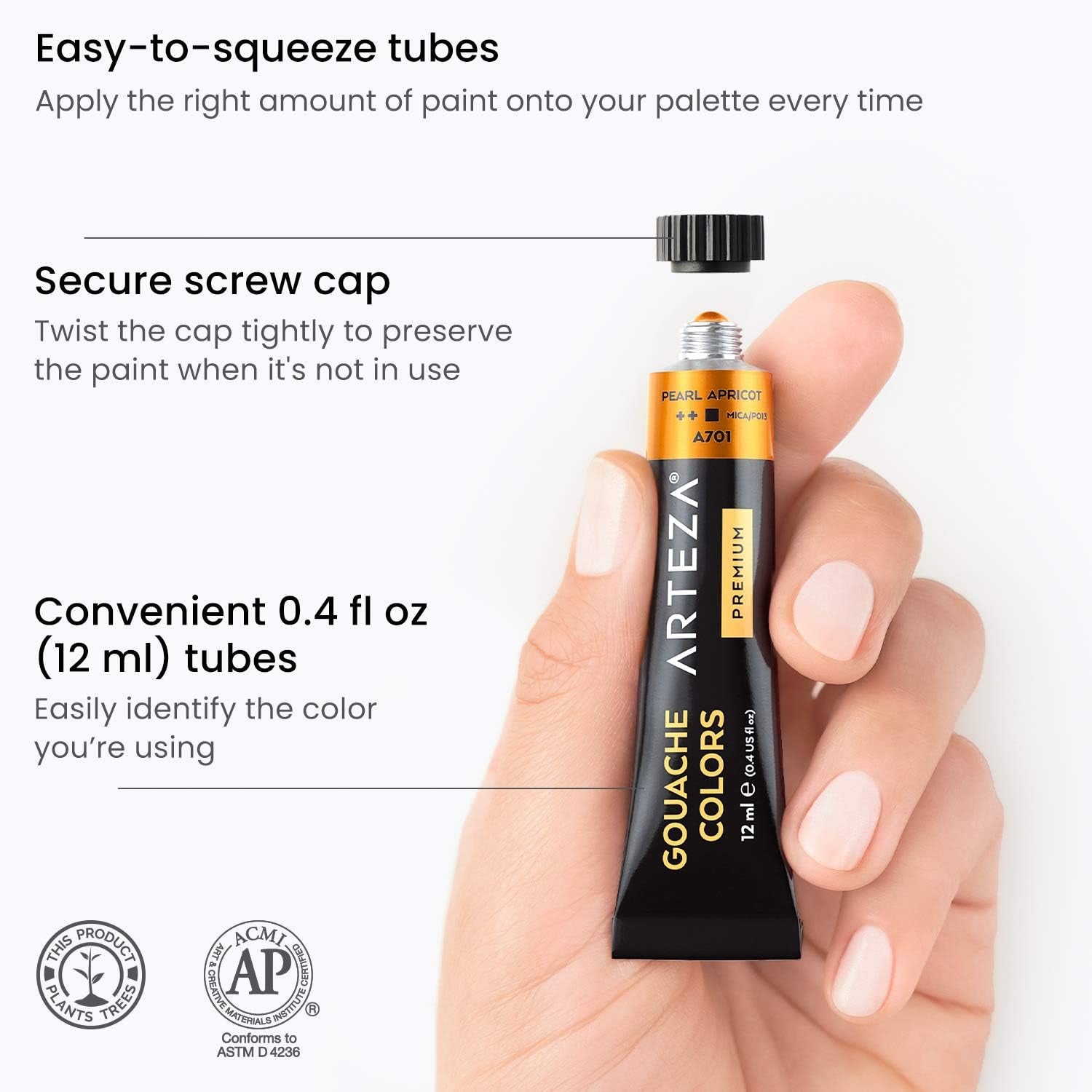 Metallic Gouache Paint, Set of 12, 12Ml/0.4 US Fl Oz Gouache Paint Tubes, Glitter Paint for Canvas and Paper