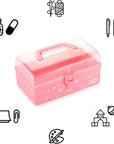 Plastic Art Box for Kids - Portable Multi-Purpose Storage Box for Toys, Crafts, Art Supplies - Pink