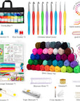 113 Piece Crochet with Yarn Set–1600 Yards Assorted Yarn 73PCS Crochet Accessories Set Including Ergonomic Hooks, Knitting Needles & More Ideal Beginner Kit