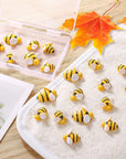 40 Pcs Tiny Resin Bees Decor Bumble Bee Embellishment Resin Bees Craft Decorations with Storage Box for DIY Craft Wreath Scrapbooking Party Home Decor, 0.98 In, 0.74 In, 0.55 In