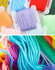 Embroidery Floss 50 Skeins Cross Stitch Thread Rainbow Color Friendship Bracelets Crafts Floss with 12 Pcs Floss Bobbins and 1 Pcs Needle-Threading Tool