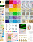 6100 Polymer Clay Beads for Bracelets Making Aesthetic Kit 24 Colors Flat Heishi Beads for Jewelry Making DIY Set with Letter Beads, Smile Face Beads and Charms for Cretive Gift