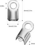 100 Pieces 304 Stainless Steel Fold over Cord Ends Cord Crimp End Tips Fold-Over End Caps Leather Ribbon Ending Clasp Tips Jewelry Connector for Jewelry Making, 3 X 8 Mm
