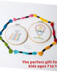 Embroidery Sewing Kit for Beginners, Kids Craft Kit Gift for Girls Boys Ages 8-12, 10 Projects, Embroidery Hoops, Fabric, Patterns, Floss, Needles, Needlepoint Cross Stitching Supplies