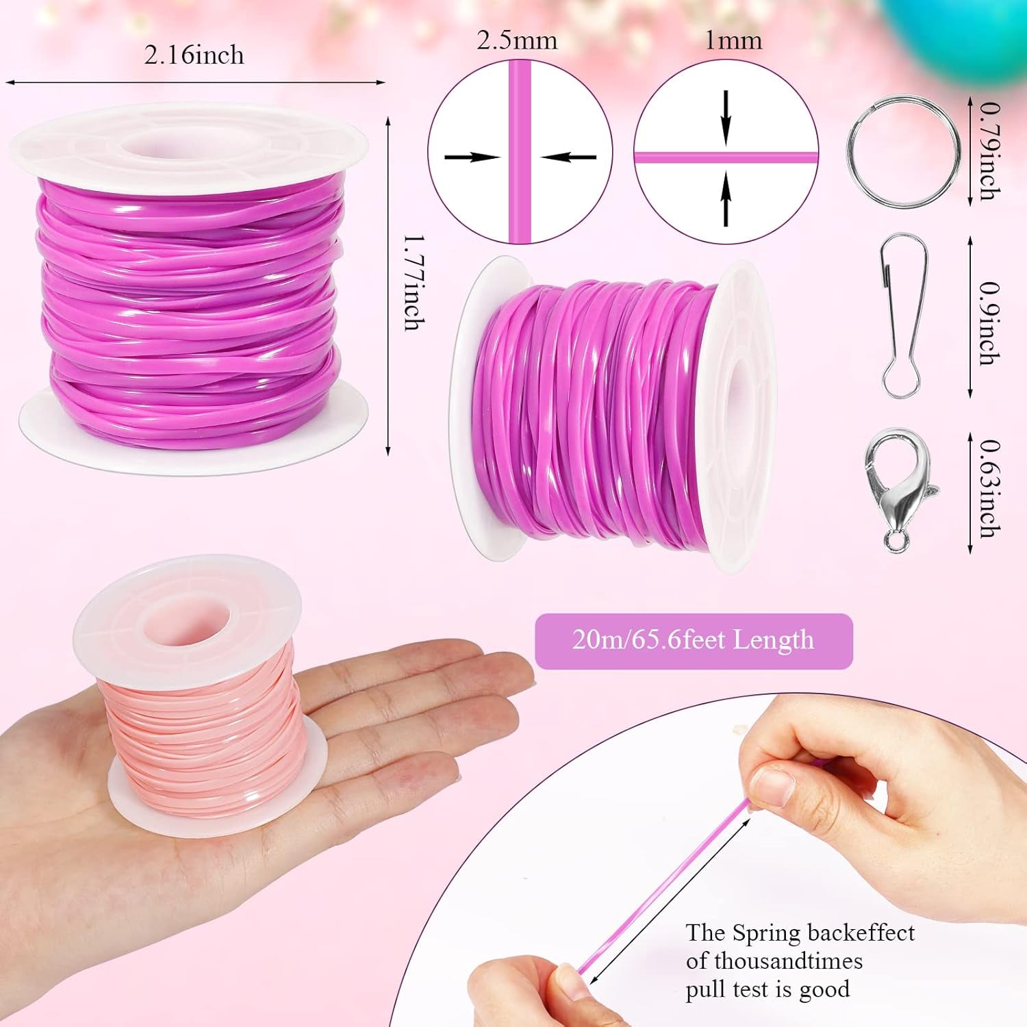 Plastic Lanyard String Kit,24 Rolls Gimp Bracelet Making Kit String Plastic Lacing Cords with 24 Pcs Jewelry Lobster Clasp 24 Pcs Key Chain Ring Lanyard Clips 24 Pcs Snap Lanyard Hooks