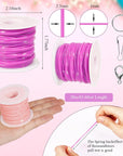 Plastic Lanyard String Kit,24 Rolls Gimp Bracelet Making Kit String Plastic Lacing Cords with 24 Pcs Jewelry Lobster Clasp 24 Pcs Key Chain Ring Lanyard Clips 24 Pcs Snap Lanyard Hooks
