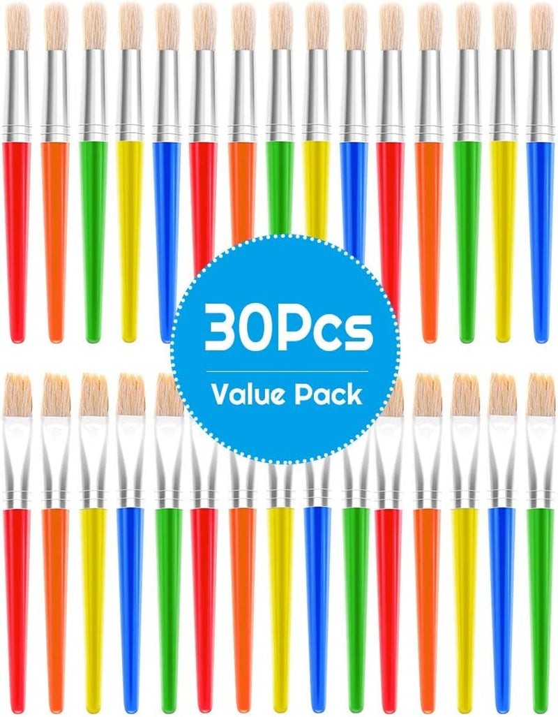 Paint Brushes,  30 Kids Paint Brushes Bulk Children Paint Brushes Set with Jumbo round Watercolor Paint Brush and Large Flat Craft Paint Brushes