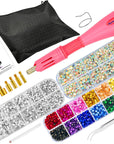 Hotfix Rhinestone Setter, Hot Fix Applicator Tool Bedazzler Kit with Rhinestones, Kit, Hot Fixed Wand for Clothes Clothing Fabric Crafts, 5000 Pcs, AB Crystal, Clear, 3 Gems Sizes, Tips