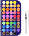 Paint Set, 48 Colors Non-Toxic Watercolor Paint with a Brush Refillable a Water Brush Pen and Palette, Washable Water Color Paints Sets for Kids, Adults,And Artists