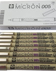 Pigma Micron Pen 005 Black Ink Marker Felt Tip Pen, Archival Pigment Ink, Fine Point for Artist Drawing Pens - 8 Pen Set