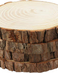 4 Pack Unfinished Large Wood Slices, 7-8 Inches round Wooden Circle with Tree Bark, Rustic Wood Slices for DIY Painting Crafts, Weddings Centerpieces Decor