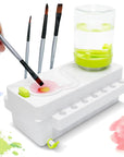 Paint Brush Cleaner, Brush Rinser with Drain and Brush Holder, Upgrade Water Circulation Paintbrush Cleaner Rinser for Acrylic, Watercolor, Water-Based Art Supplies Paint Brush Cleaner Tool, Green