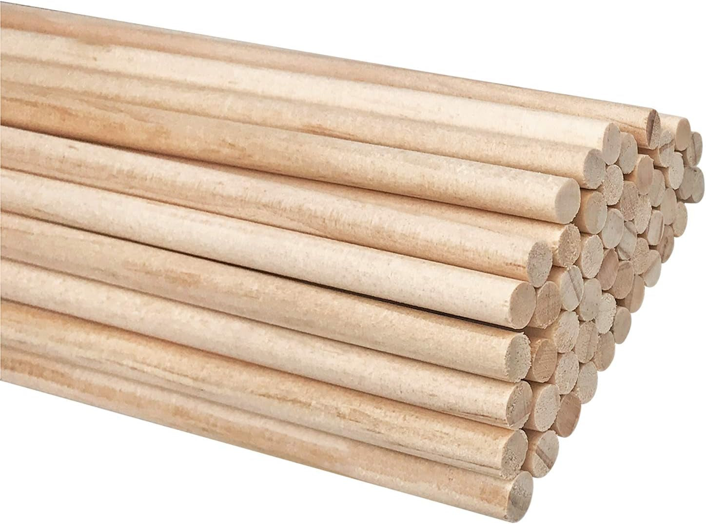 Long Wood Dowel Rods Unfinished Natural Wood Craft Dowel Sticks 50 Pack 1/4 Inch×12 Inch