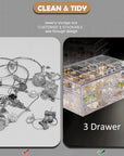 Compartment Storage Box 72 Grids Acrylic Organizer Box with 3 Drawers Storage Containers Transparent Organizer Box for Crafts Art Supply Painting Nail Tip Bead Earring Ring (Clear)