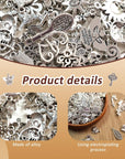 200PCS Silver Alloy Charms, Silver Charms for Jewelry Making Silver Metal Charms Pendants DIY for Necklace Bracelet Jewelry Crafting