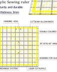 4 Piece Quilting Ruler,Acrylic Square Ruler,Quilting Templates,With Non Slip Rings 50 Pieces(4.5“X4.5”、6“X6”、9.5“X9.5”、12.5“X12.5”)