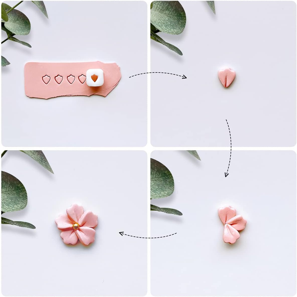 Mini Polymer Clay Cutters - 15 Shapes Mini Flower Polymer Clay Cutters for Earrings Making, Leaf Clay Earring Cutter Set, Clay Cutters for Polymer Clay Jewelry