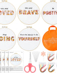 Inspired Embroidery Kit for Beginner Adult Motivational Embroidery Starter Kit Floral Cross Kits Embroidery Hoops Thread Needles for Adults Kids Craft Lover