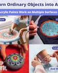Complete Beginner'S Mandala Painting 48 Piece Kit with Acrylic Paints, Reusable Stencils and Dotting Tools. Fun Rock Art & DIY Craft Project. Starter Activity Pack and Gift for Teens and Adults