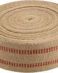 3.5 Inches X 33 Yards Upholstery/Craft Jute Webbing, Natural Chair Webbing with Red Stripes, Burlap Fabric Webbing Tape for Craft, Decoration, Furniture Repair
