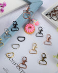 100 Pieces Swivel Clasp Snap Hooks and D Rings Bulk Key Chain Clip Hooks Hardware Lobster Claw Clasp for Keychain Making and Sewing Project