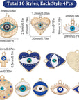 1 Box 40Pcs Evil Eye Charms Evil Eyes Charm Valentine'S Day Heart Charm Flat round Rhinestone Hamsa Hand Lucky Charms Love Charms for Jewelry Making Charm Earrings Necklace DIY Supplies