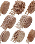 Burlap Ribbons,8 Rolls Burlap Lace Burlap Wedding Ribbon Natural Jute Rope Twine String for Crafts Gift Wrapping Wedding Party Home Decoration(17.6 Yards)