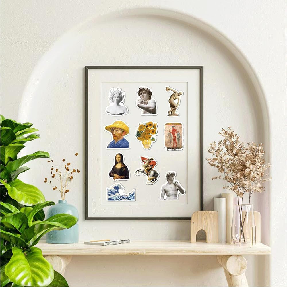 Oil Painting Stickers 104Pcs Retro Famous Paintings Art for Water Cup Backpack Lovely Present to Friends (Oil Painting)