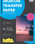 Iron on Transfer Paper for Dark Fabric Compatible with Inkjet Printer, 11 X 17 Printable T Shirt Heat Transfer Papers, Custom Print Photo, Durable, Flexible & Machine Washable (10 Sheets)