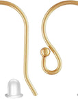 Earring Hooks 14K Gold Filled Ball Dot Ear Wire with Rubber Earring Backs Earwire for Jewelry Making Earring Supplies (4Pcs Ear Wire and 4Pcs Earring Backs, Total 8Pcs)
