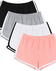 4 Pack Yoga Short Pants Cotton Sports Shorts Gym Dance Lounge Shorts Dolphin Running Athletic Shorts for Women
