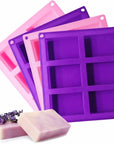 4 Pack Silicone Soap Molds,Rectangle Soap Mold,6 Cavities Silicone Molds for Craft Soap Making,Cake Chocolate Mold,With 100Pcs 3.5X5 Inches Bags