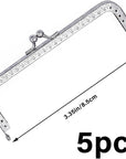 5 PCS Metal Purse Frame, 3.3 Inch Silver Kiss Clasp Frame, Bag Kiss Clasp Lock for DIY Craft,Purse Making,Bag Making