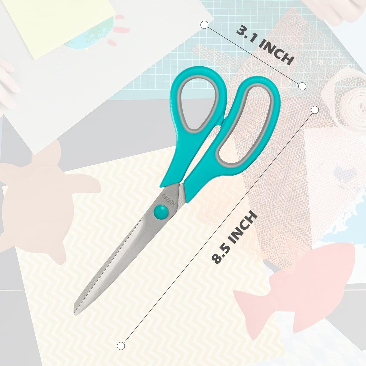Scissors All Purpose,8.5'' Multipurpose Scissors Bulk 3-Pack,Stainless Steel Sharp Scissors for Office Home School Sewing Fabric Craft Supplies, Red
