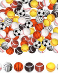 Silicone Loose Beads, DIY Necklace Bracelet Cute Sports Beads for Craft Set Jewelry, 15Mm Baseball Softball Football Silicone Beads Bulk Assorted Beads-35Pcs