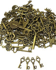 125 PCS Vintage Skeleton Key Set Charms, Mixed Antique Style Bronze Brass for Pendant DIY Jewelry Making Wedding Party Favors